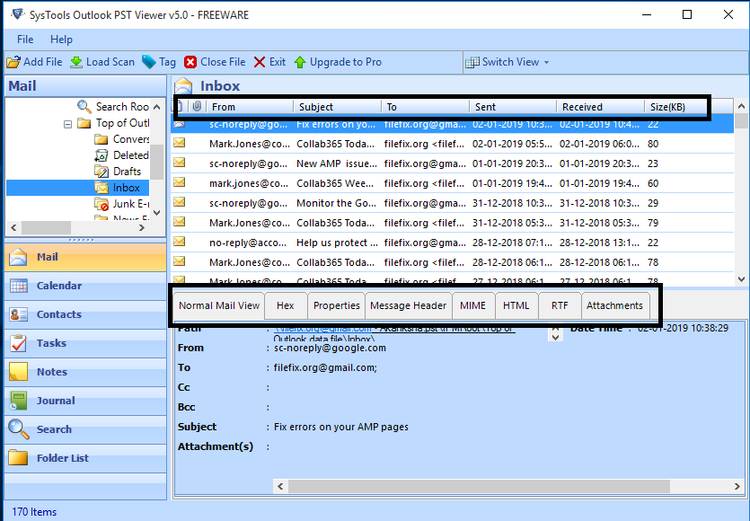 PST File Recovery Tool screenshot