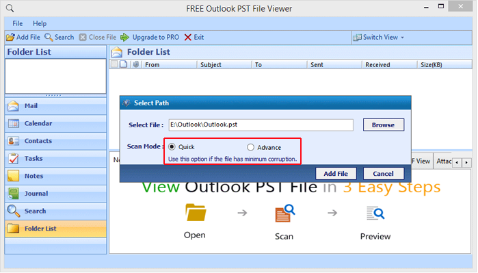 scanning mode selection